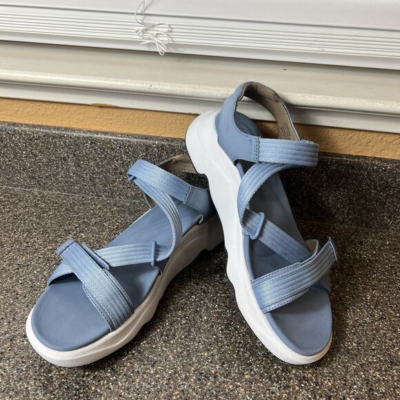 Aetrex Blue Synthetic Sandals Women's 10 Strappy Sling Back Open Toe Ankle Strap - Picture 2 of 11